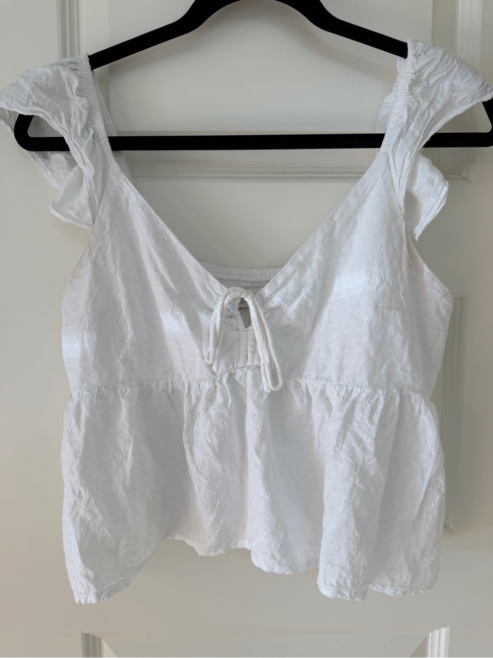 Hollister White Ruffled Tie-Front Peplum Camisole